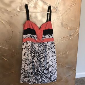 Dress with gold exposed zipper/ adjustable straps